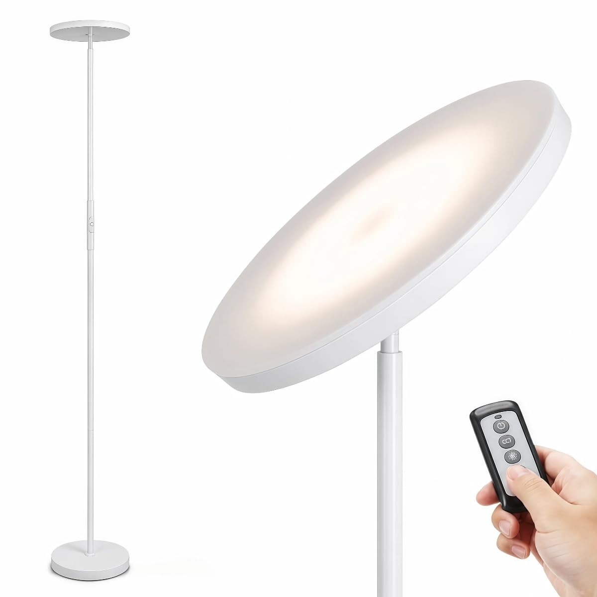 JOOFO LED Torchiere Floor Lamp with Remote, Stepless Dimmable